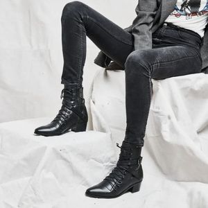 Black Leather laced booties by Modern Vice (10.5)